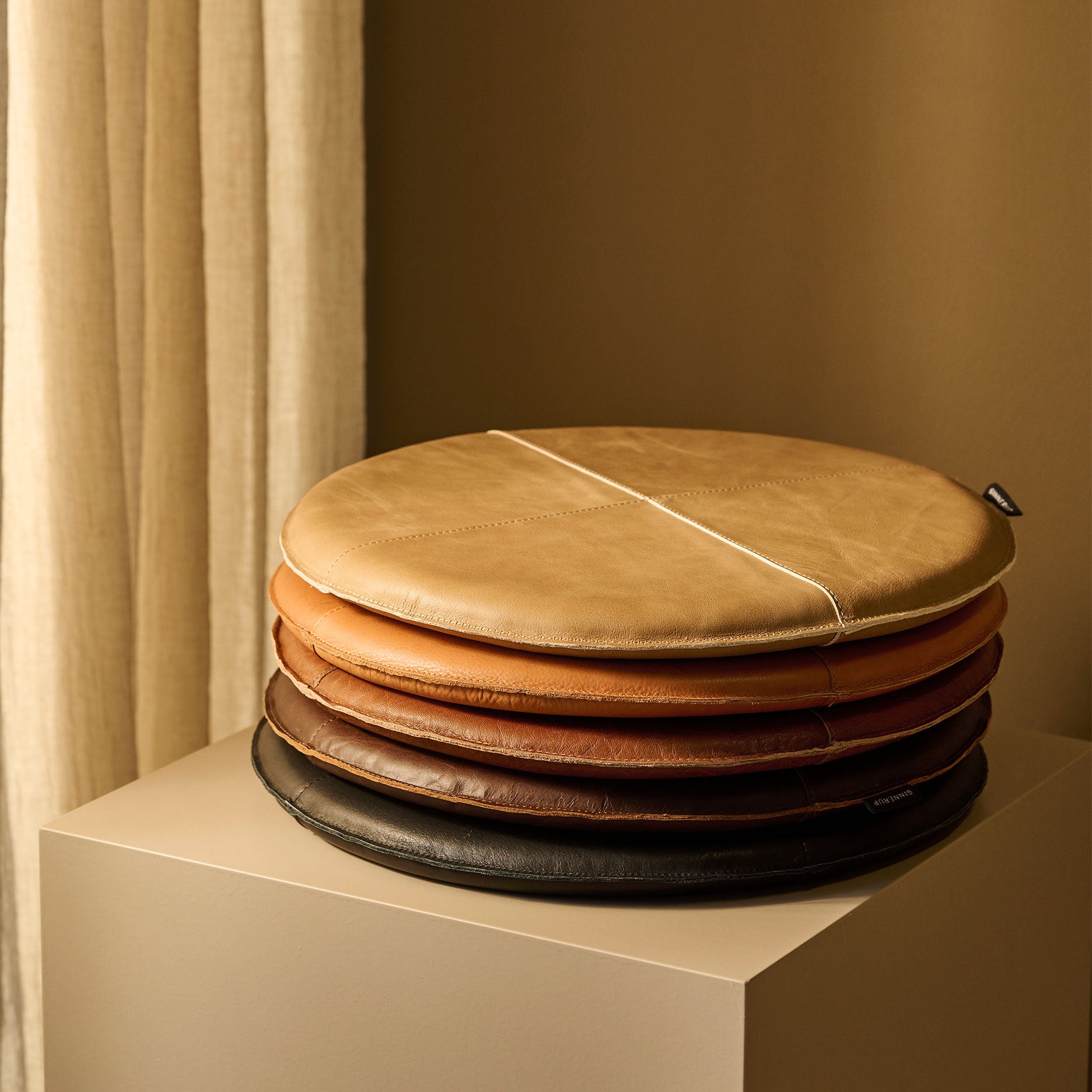 Læder hynde Ø38 cm